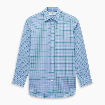 Blue and Green Windowpane Mayfair Shirt Image 6