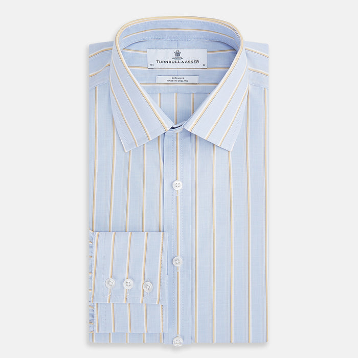 Blue and Yellow Multi-Stripe Mayfair Shirt Image 4