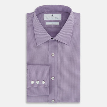 Lilac Pin Check Mayfair Shirt Image 4