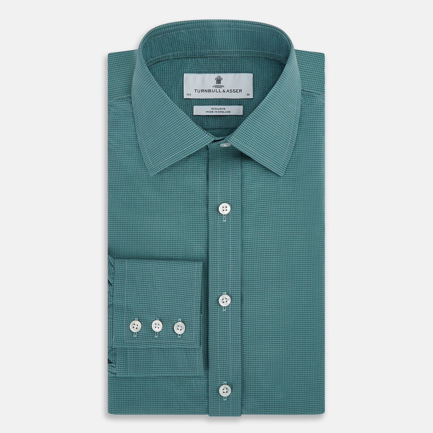 View 5 of product Sage Pin Check Mayfair Shirt 19