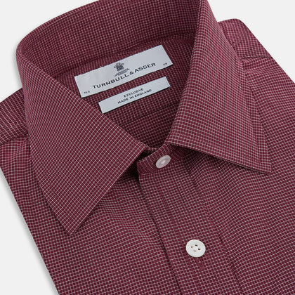 Wine Pin Check Mayfair Shirt Image 1
