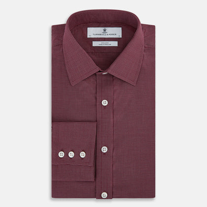Wine Pin Check Mayfair Shirt Image 4