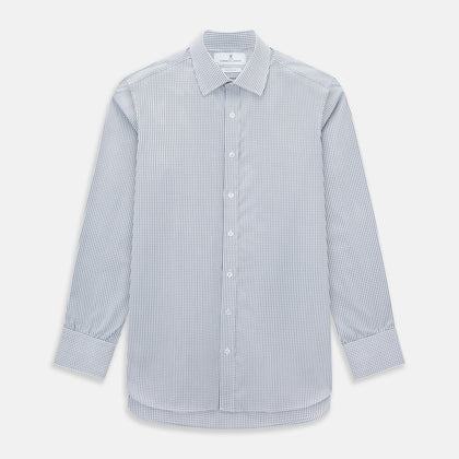SHIRTS RF NEW T&A COLLAR 3BC WHITE W/ NAVY BLU CHK