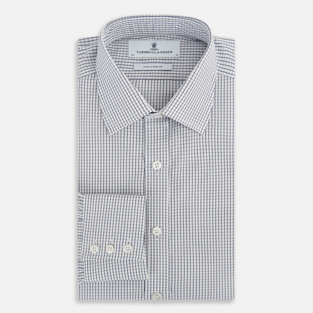 Navy Tattersall Check Mayfair Shirt 15.5