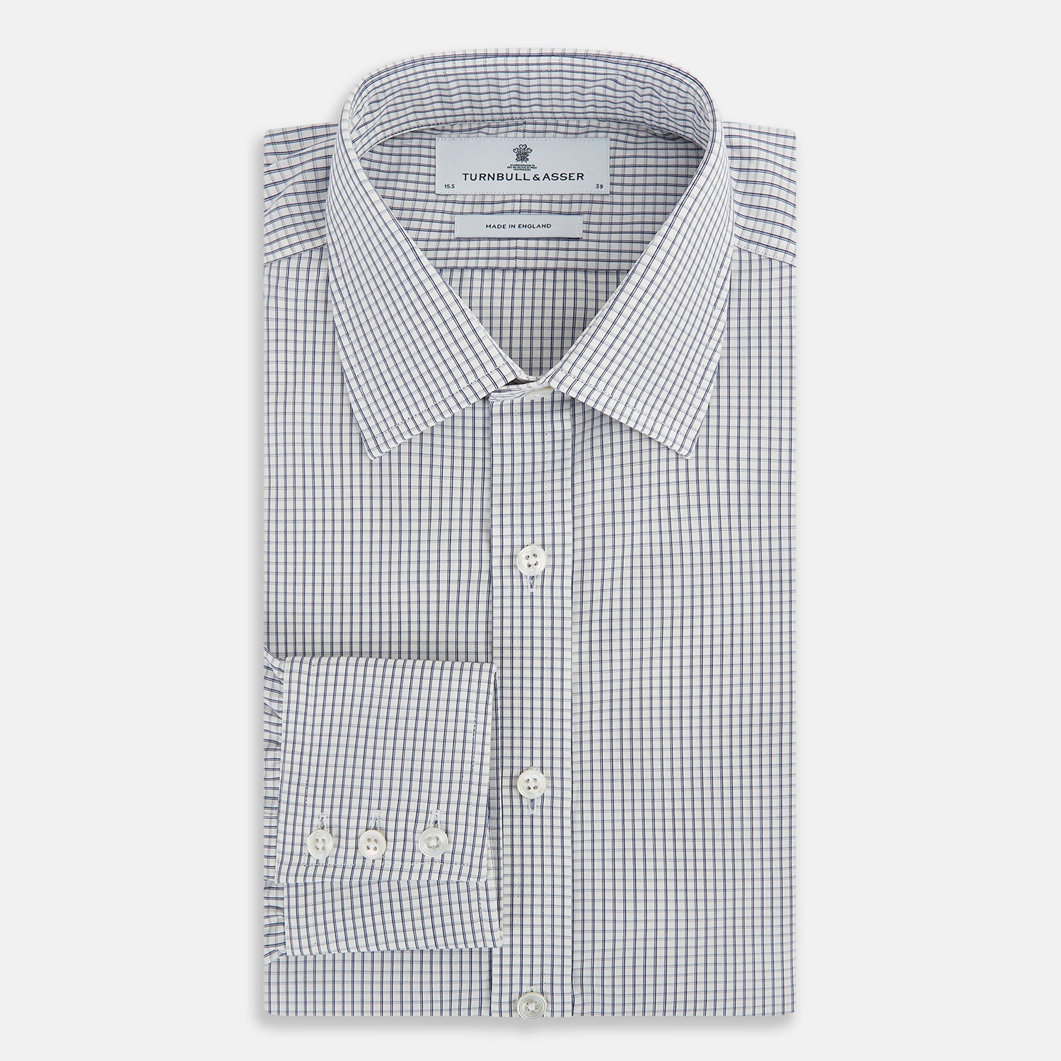 View 5 of product Navy Tattersall Check Mayfair Shirt 15.5