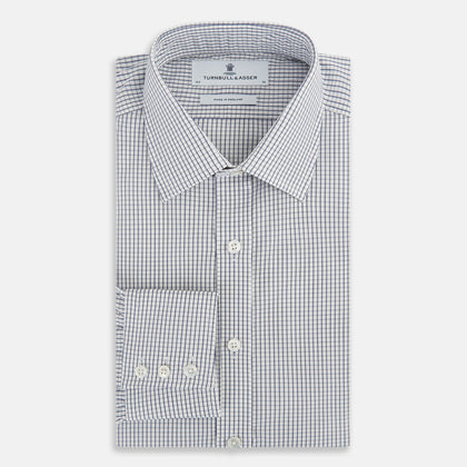 SHIRTS RF NEW T&A COLLAR 3BC WHITE W/ NAVY BLU CHK Image 4