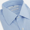 View 2 of product The Turnbull & Asser Light Blue End-on-End Shirt, featuring a T&A collar and 3-button cuffs, is laid flat on a white background—perfect for smart looks or complementing your favorite navy suit.