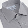 View 2 of product The Turnbull & Asser Dark Blue and White Graph Check Mayfair Shirt is a long-sleeve, button-up shirt with a pointed collar, shown on a plain white background.