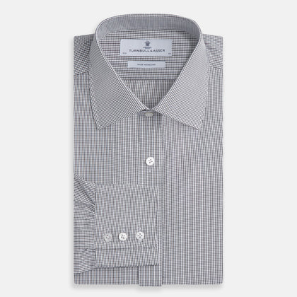 Dark Blue and White Graph Check Mayfair Shirt Image 3