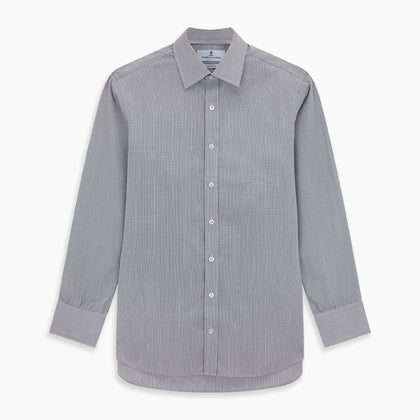 Dark Blue and White Graph Check Mayfair Shirt Image 5