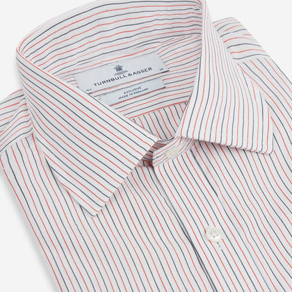 Red and Navy Pinstripe Mayfair Shirt Image 1