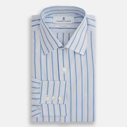 Blue Multi Track Stripe Mayfair Shirt Image 3