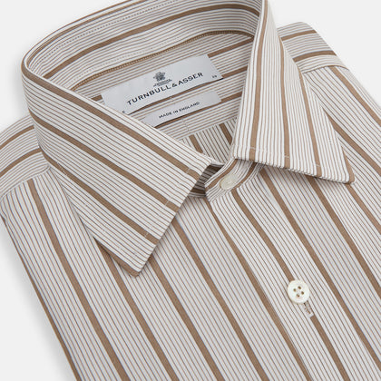 Brown Multi Track Stripe Mayfair Shirt Image 1