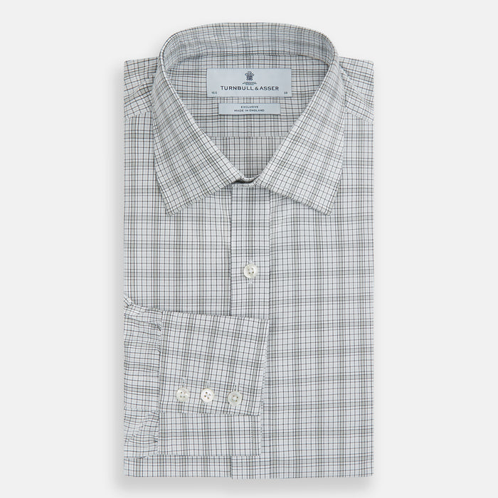 Grey Fine Multi Graph Check Mayfair Shirt Image 3
