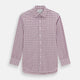 The Turnbull & Asser Purple Graph Overlay Check Mayfair Shirt is a long-sleeve, button-up shirt with a check pattern, classic collar, and buttoned cuffs, displayed against a plain white background.