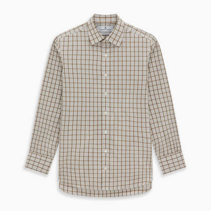 Brown Graph Overlay Check Mayfair Shirt Image 5