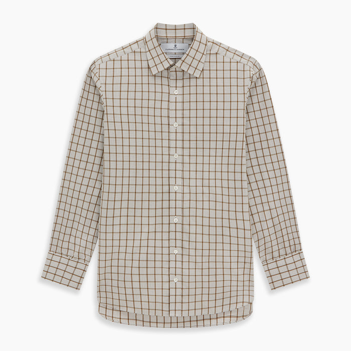 Brown Graph Overlay Check Mayfair Shirt Image 5