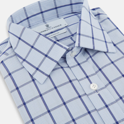 Navy Blue Windowpane Check Mayfair Shirt Image 1