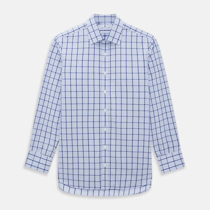 Navy Blue Windowpane Check Mayfair Shirt
