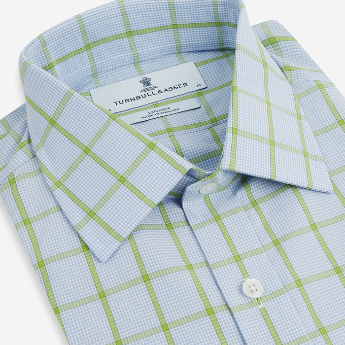 Light Green Windowpane Check Mayfair Shirt Image 1
