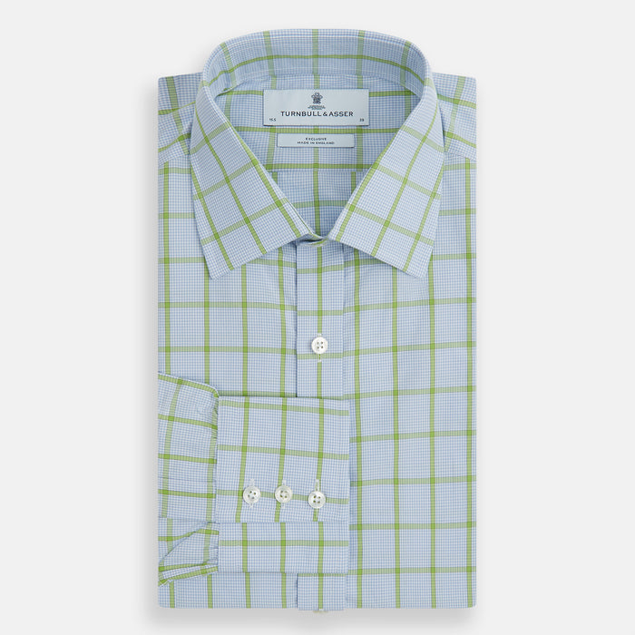 Light Green Windowpane Check Mayfair Shirt Image 3