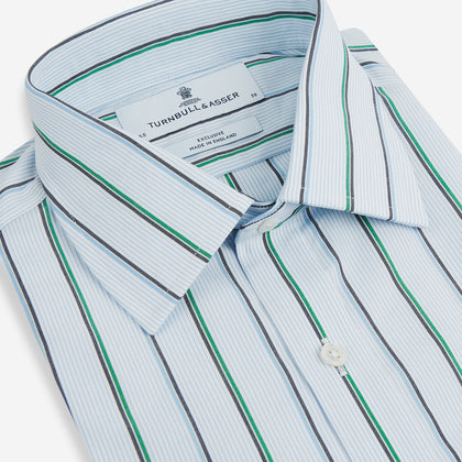Blue and Green Shadow Stripe Mayfair Shirt Image 1