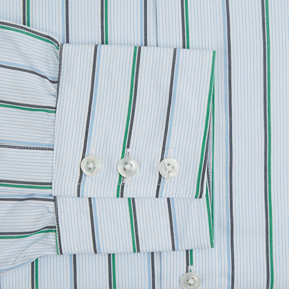 Blue and Green Shadow Stripe Mayfair Shirt Image 2
