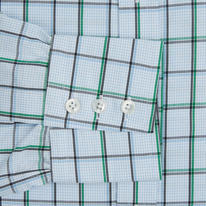 Blue and Green Tattersall Check Mayfair Shirt Image 2