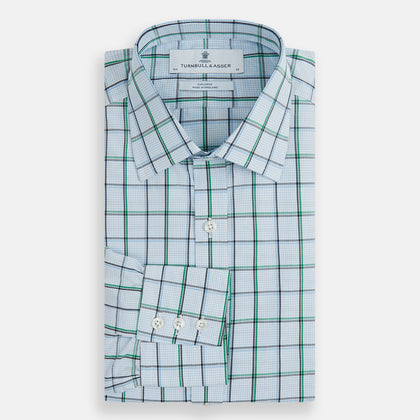 Blue and Green Tattersall Check Mayfair Shirt Image 3