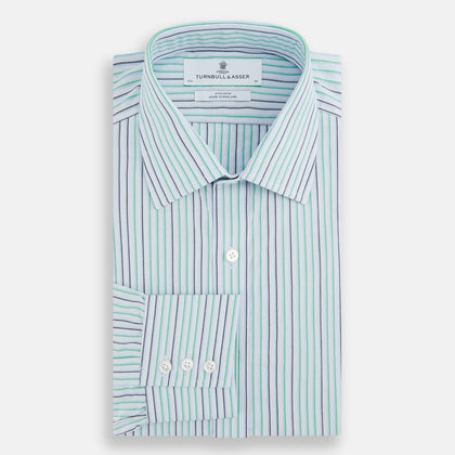 Green and Blue Shadow Pinstripe Mayfair Shirt Image 3