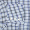 View 3 of product The Blue Shadow Check Mayfair Shirt by Turnbull & Asser is a long-sleeve, organic cotton shirt with collar and cuffs, shown laid flat on a white background.