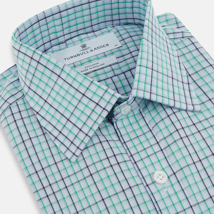 Green and Blue Shadow Check Mayfair Shirt Image 1