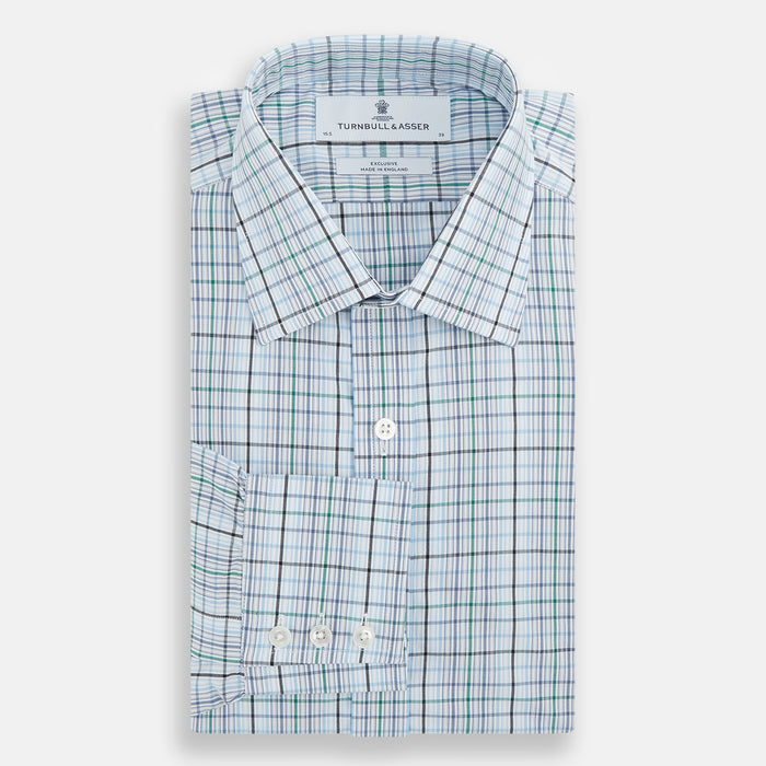 Blue and Green Multi Check Mayfair Shirt Image 3