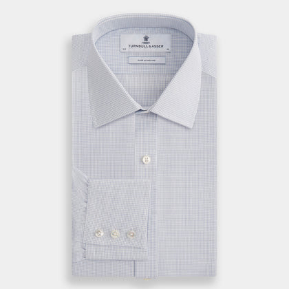 Blue Fine Graph Check Mayfair Shirt Image 3