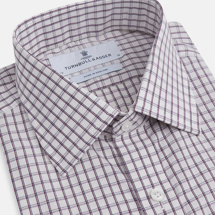 Purple Tattersall Check Mayfair Shirt Image 1
