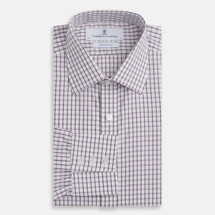 Purple Tattersall Check Mayfair Shirt Image 3