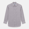 View 1 of product The Turnbull & Asser Purple Tattersall Check Mayfair Shirt is a long-sleeved, organic cotton button-up with a pointed collar and buttoned cuffs, shown flat on a white background.