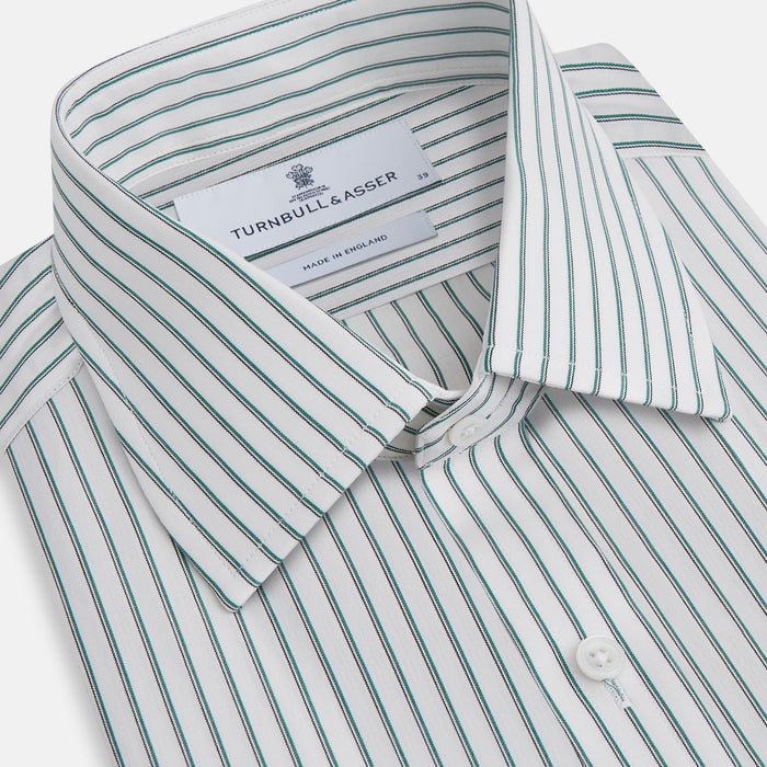 Dark Green Track Stripe Mayfair Shirt Image 1