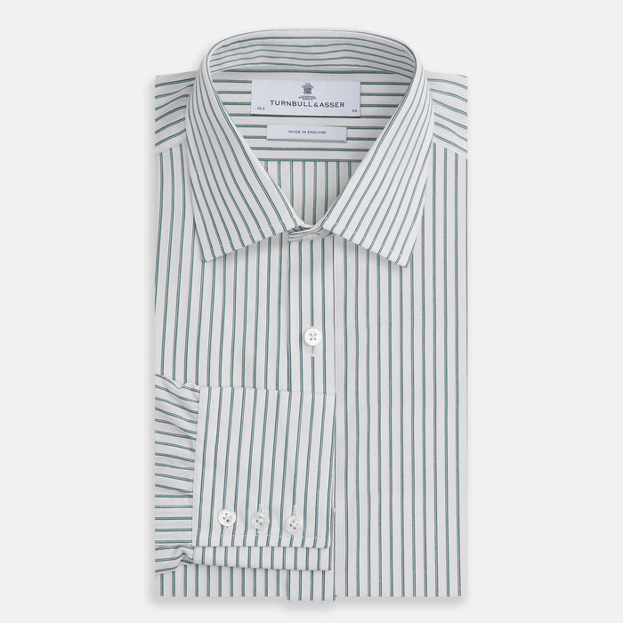 Dark Green Track Stripe Mayfair Shirt Image 3