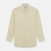 View 1 of product The Turnbull & Asser Yellow Graph Check Mayfair Shirt features long sleeves, a button-up front, and classic T&A collar in organic cotton with a light yellow check pattern—a summer staple shown on a plain white background.