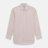 View 1 of product The Pink Graph Check Mayfair Shirt by Turnbull & Asser is an organic cotton, long-sleeve button-down with a classic collar and buttoned cuffs, featuring a subtle light pink and white graph check pattern, shown laid flat on a white background.