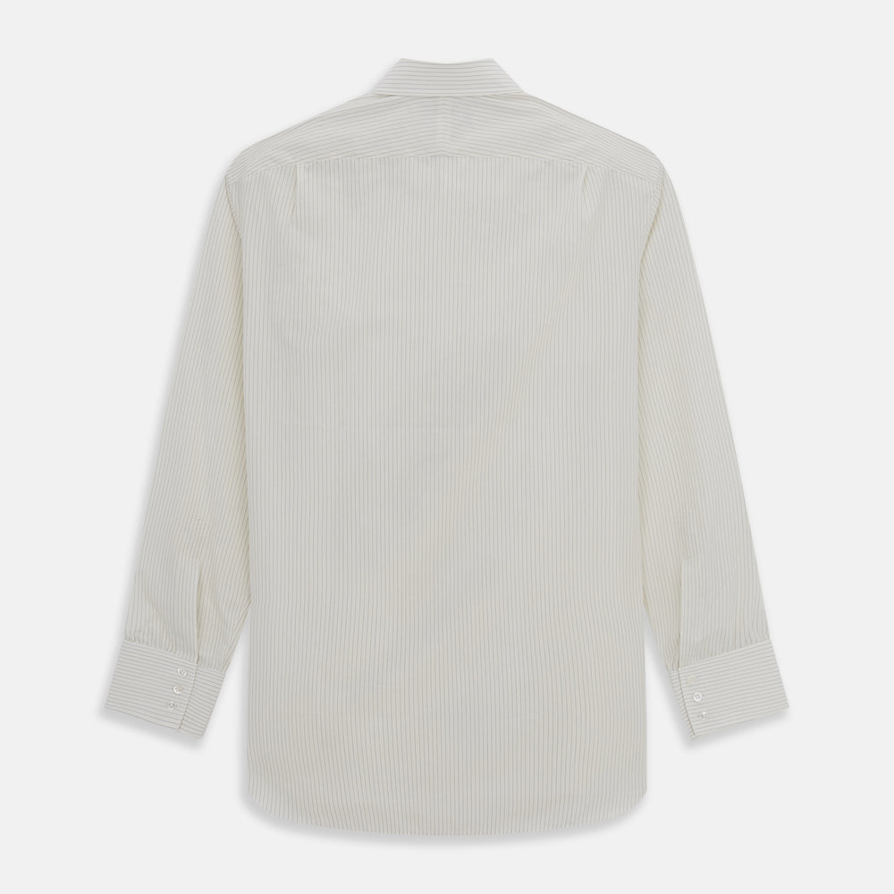 The Turnbull & Asser Pale Blue Pinstripe Mayfair Shirt is a long-sleeve, collared, button-up made from organic cotton with a subtle pale blue and white pinstripe pattern, shown against a plain white background.