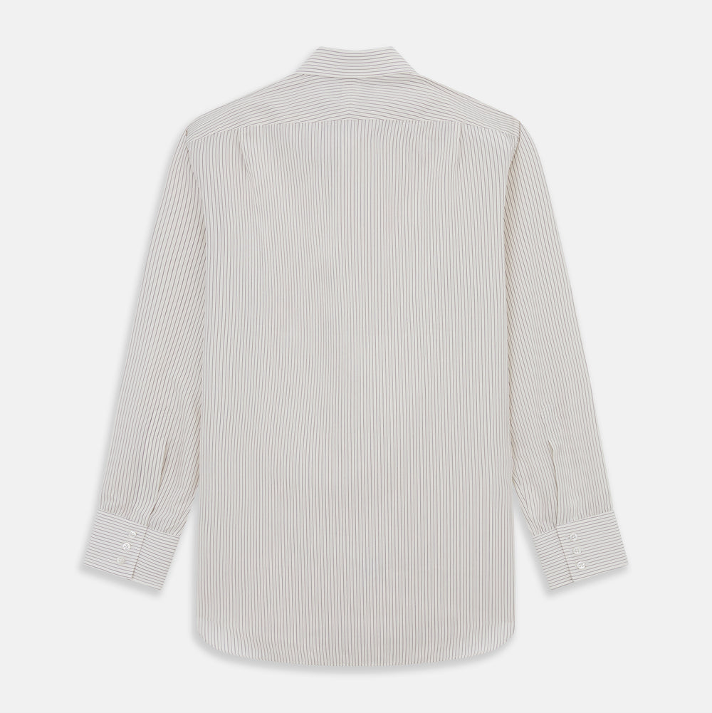 The Turnbull & Asser Purple Pinstripe Mayfair Stripe Shirt is a long-sleeve button-up with a collar, shown laid flat on a white background.