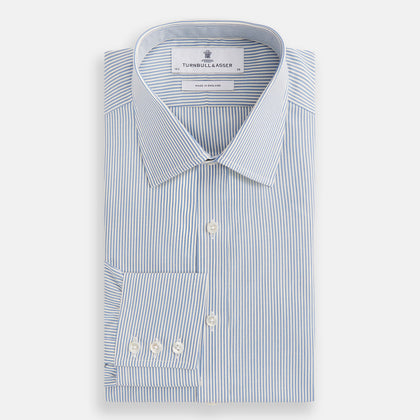 Blue and White Pencil Stripe Mayfair Shirt Image 3