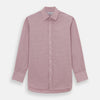 View 1 of product The Turnbull & Asser Pink Fine Graph Check Mayfair Shirt features long sleeves, breathable cotton, a pointed collar, 3-button cuffs, white buttons, and a red and white check pattern—shown on a plain white background.