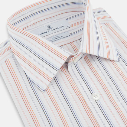 Orange and Blue Multi Stripe Mayfair Shirt Image 1