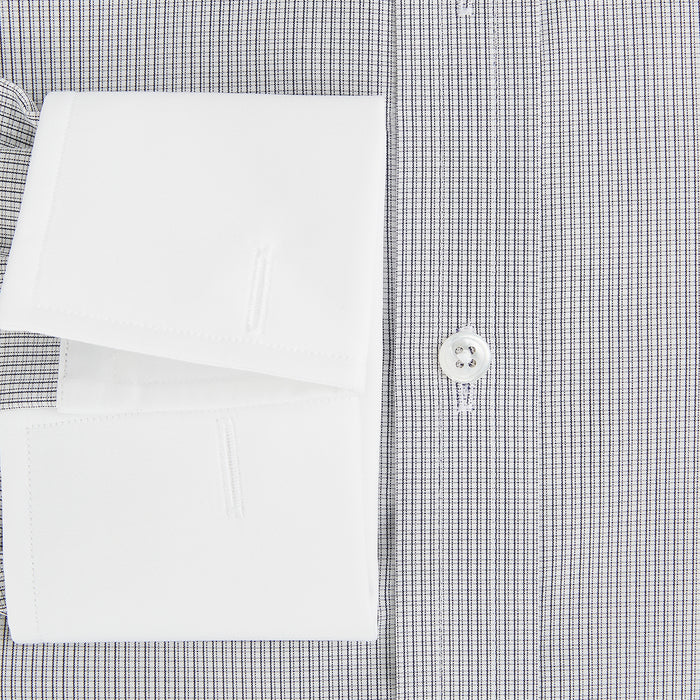 Contrast Checked White on Navy Regular Fit Shirt in Cotton Image 3