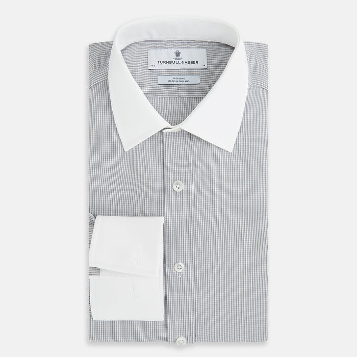 Contrast Checked White on Navy Regular Fit Shirt in Cotton Image 4
