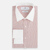 View 5 of product SHIRTS RF NEW WH T&A CLR WHITE/DARK RED CHECK long-sleeved shirt with a white spread collar, white double cuffs, and a fine red and white check pattern.