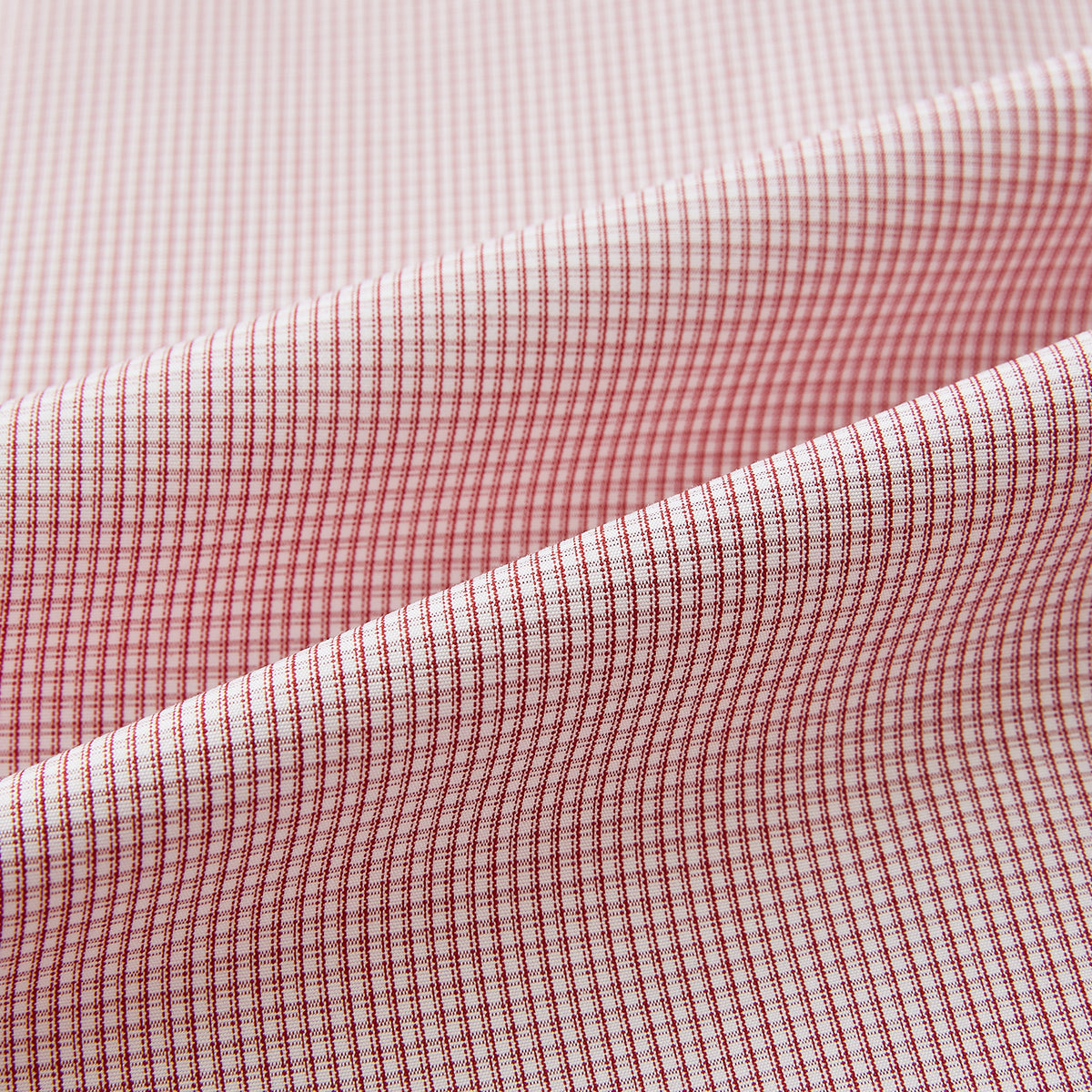 View 6 of product SHIRTS RF NEW WH T&A CLR WHITE/DARK RED CHECK long-sleeved shirt with a white spread collar, white double cuffs, and a fine red and white check pattern.